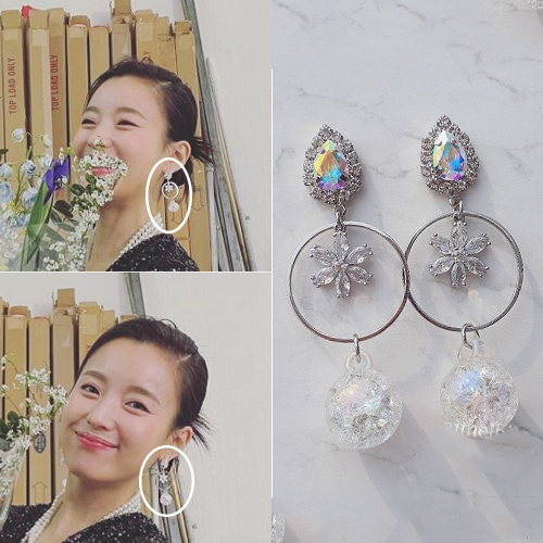 [俳優ハンヒョジュ着用イヤリング] Icy Bloom Earrings (Rainbow) 韓国女性アクセサリー 韓国の人気芸能人着用 韓国ファッションスタイル