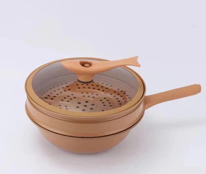 大好評！メガ割 フライパン 微圧速煮込み 直火 32CM ガス火対応 焦げ付かない 蓋付き せいろ付き 圧力鍋 バルブ付き くっつかないフライパン くっつかないフライ