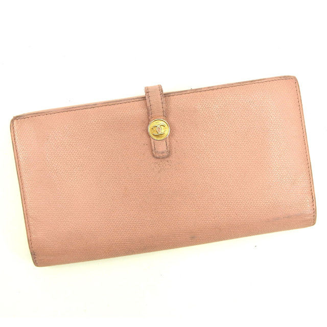 長財布 Wホック ココボタン ピンク 中古