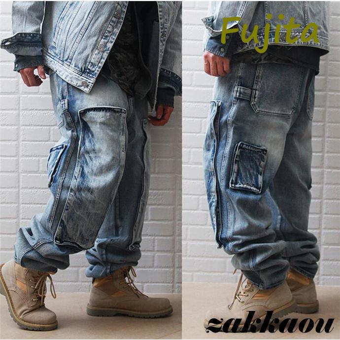 デニムパンツ メンズ デニム カーゴパンツ 大きいサイズ ズボン ジーンズ Gパン ジーパン カジュアル ゆる ヒップホップ