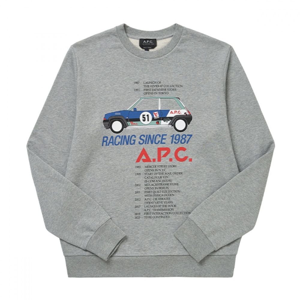 APESSE COFAX H27812 PLA ヘザーグレーマックマックレーシングカーメンズスウェットシャツ