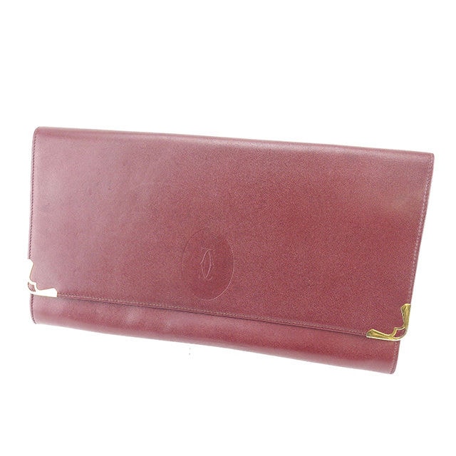 クラッチバッグ マストライン ボルドー ゴールド 中古