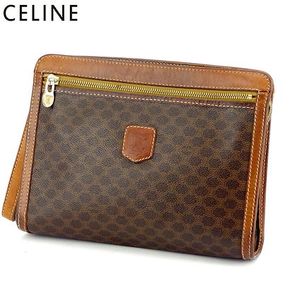 セリーヌ セカンドバッグ クラッチバッグ マカダム ブラウン×ベージュ×ゴールド レディース CELINE 中古 Y3524 セリーヌ クラッチバッグ バック セカンドバッグ バック レディース