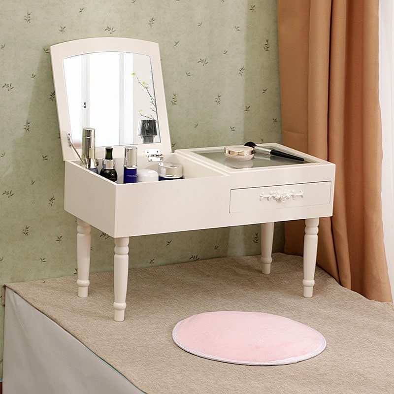 PLOVER ME漂窓北ネット紅ミニ化粧台化粧棚多機能小型化粧台簡易カバー化粧テーブル