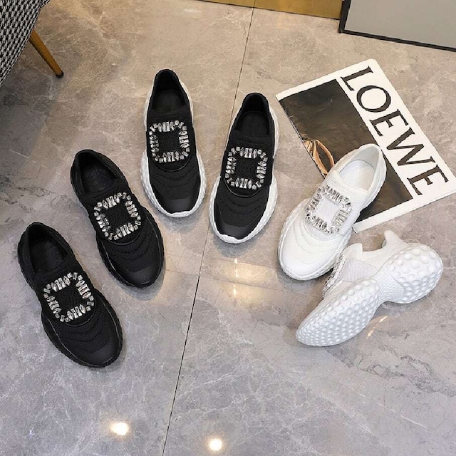 レディース 人気 ラインストーンバックル New スニーカー 3カラー 韓国系 きれいめ かわいい