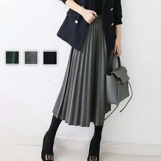 【人気沸騰】 3色展開 高級感 ファッション ハイウエスト Aライン プリーツスカート レディース