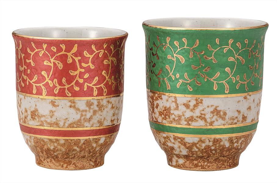 九谷焼いわたや 組湯呑金唐草 K9-743