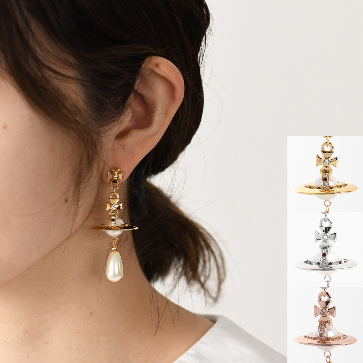 ピアス アクセサリー PEARL DROP 62020034 レディース シルバー ゴールド ピンク パール 両耳用 大ぶり