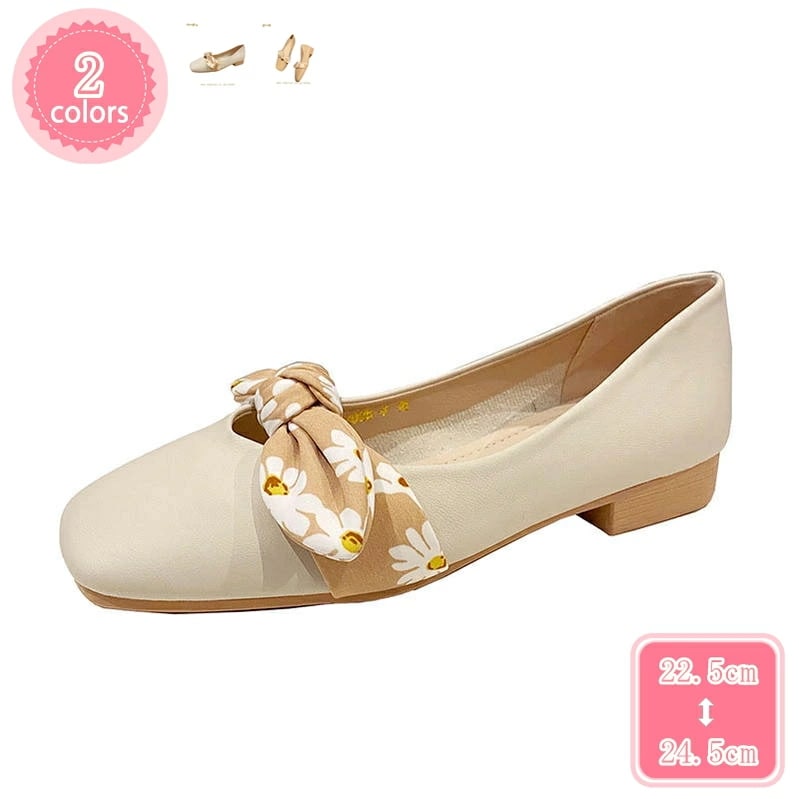 1000円OFFクーポン リボン フラットシューズ レディース スクエア ぺたんこ 歩きやすい 痛くない スクエアトゥ ローヒール フラットソール 楽ちん 走れる 軽い バレエシューズ パンプス フラ