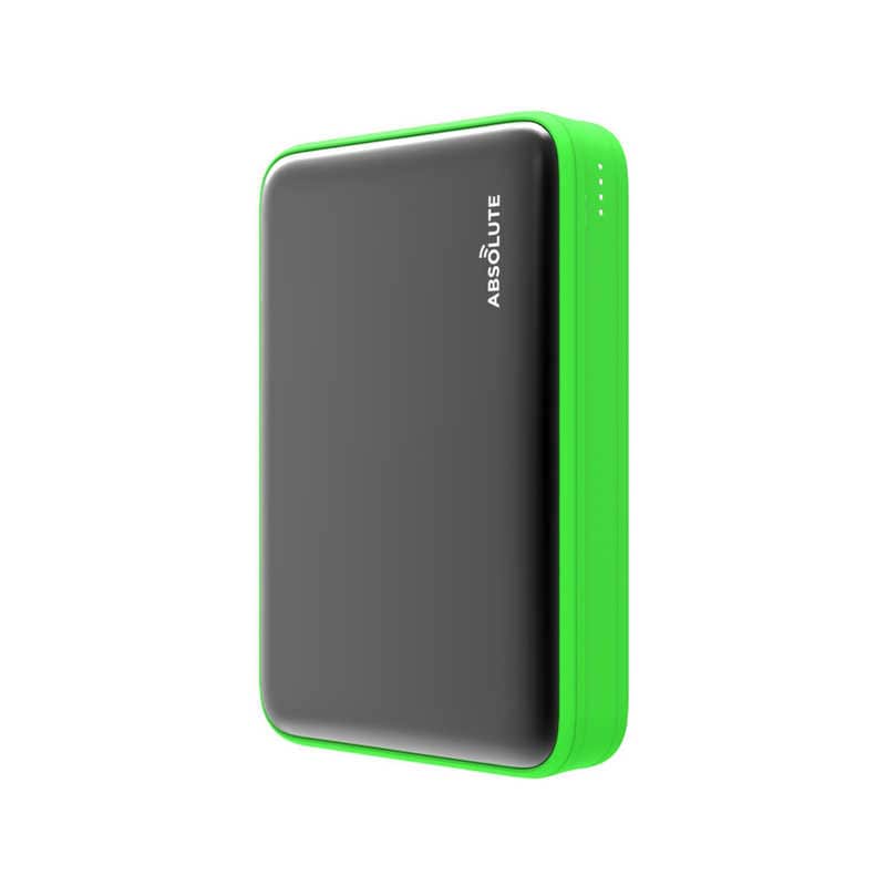 ABSOLUTE TECHNOLOGY　モバイルバッテリー[10000mAh/2ポート]　fast-charge-10000-gn(カラｰ:ブラック x グリｰン)