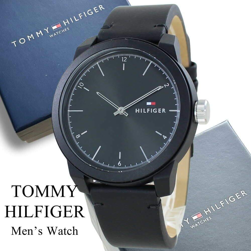 トミーヒルフィガー 腕時計 メンズ 父の日 プレゼントに最適 シンプルウォッチ ブラック レザー 時計 ギフト プレゼント 男性用 おしゃれ かっこいい 誕生日 記念日 就職祝い 仕事用 ギフト 誕生