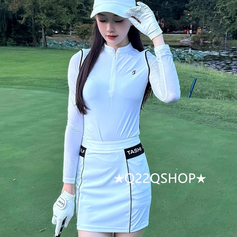 ゴルフウェア 春夏秋冬 レディース スポーツウェア トップス ニット長袖 スカート ミニスカート 上下セット 白 セットアップ 春 女性 テニスウェア 速乾 通気性 韓国風 おしゃれ