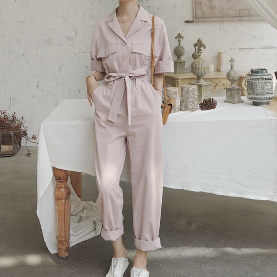 【取寄：納期2週間】オールインワン ジャンプスーツ ワイドパンツ 薄手 大きいサイズ ゆったり 体型カバー 夏新作