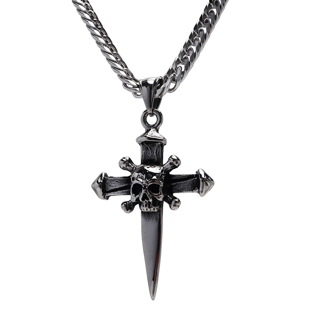 海賊旗クロス＆ダブル喜平ネックレス [n861-n348-6mm]