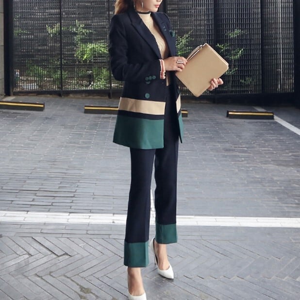 セットアップ 2点 レディース テーラードジャケット スーツ パンツ インスタ映え 高見え 可愛い かわいい 韓国 かっこいい カジュアル 大人 上品 きれいめ シンプル クラシック エレガント ls