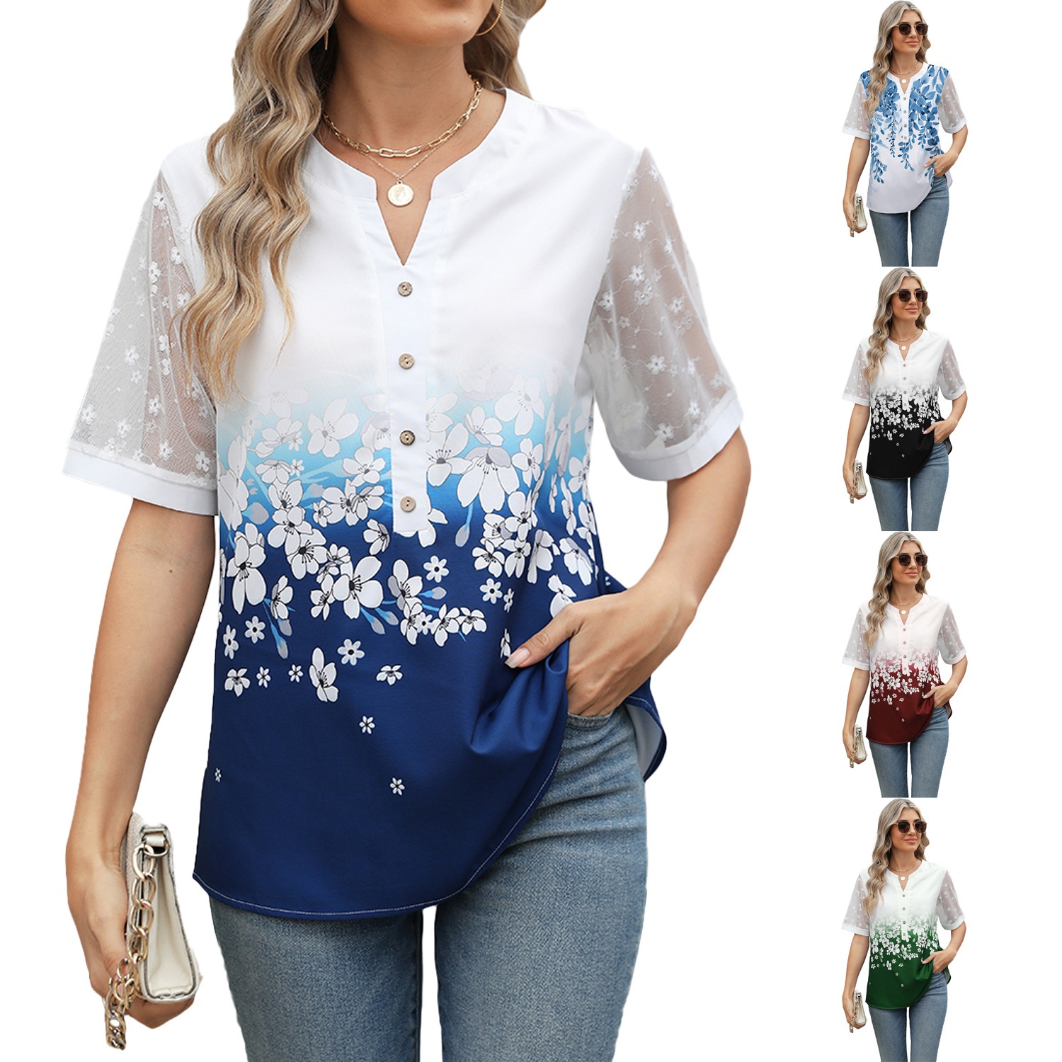 Cross-border women s clothing 2025 Amazon spring and summer Europe and the United States new v-neck