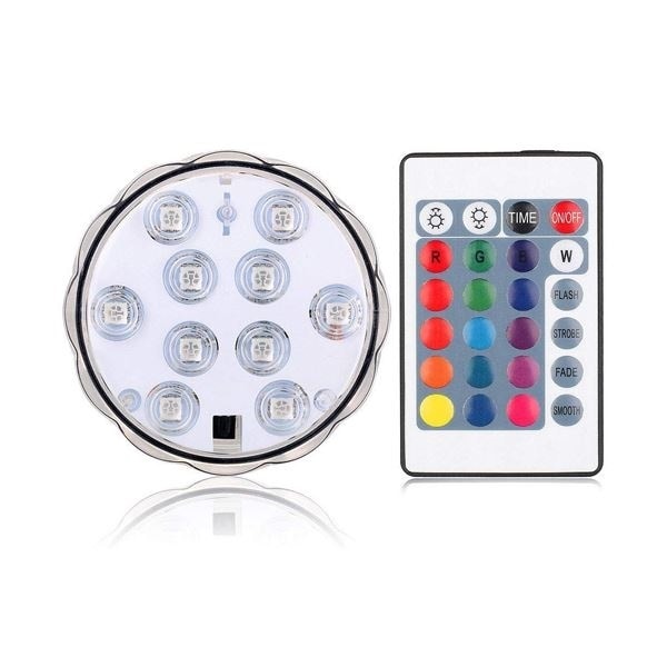 （まとめ）日本トラストテクノロジー IPX8準拠 LEDライト台座RGB16色/丸型 LEDBASE-RGBR5セット