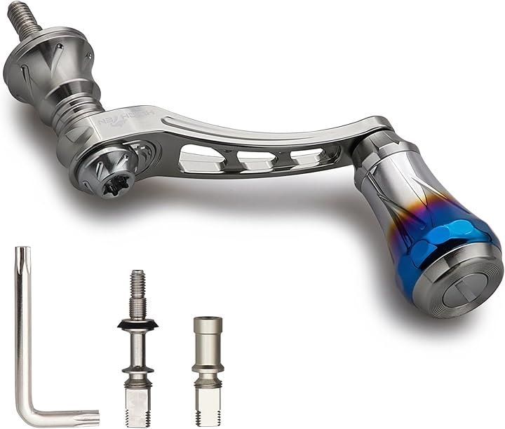 45-50mm可変 リール ハンドル 6.8g 20mm 焼き色アルミ ノブ 搭載 シマノ ダイワ 通用 スピニングリール Arch Aurora(ガンメタル, 45-50mm)