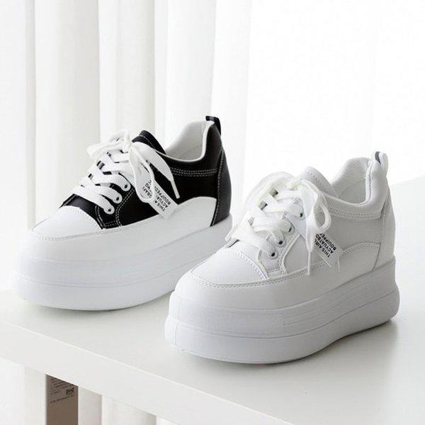 [シューズ] 背が高くなる厚底 女性用 運動靴 スニーカー スリッポン 5cm/2color sjbm-9821