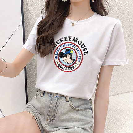 夏 Tシャツ 韓国ファッション スウェット ミッキー パーカー 半袖 春夏 トレーナー ブラウス レディース 大きいサイズ