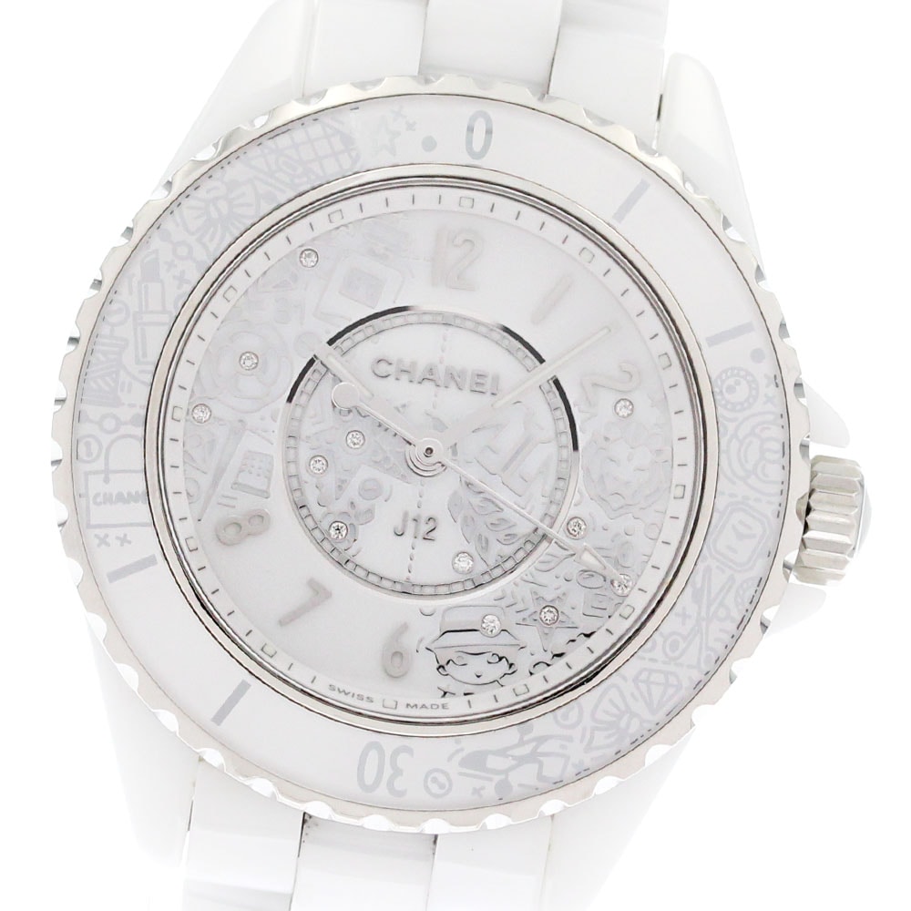 シャネル CHANEL H6477 J12 白セラミック 12Pダイヤ 20YEARS クォーツ レディース 良品 _869273【中古】