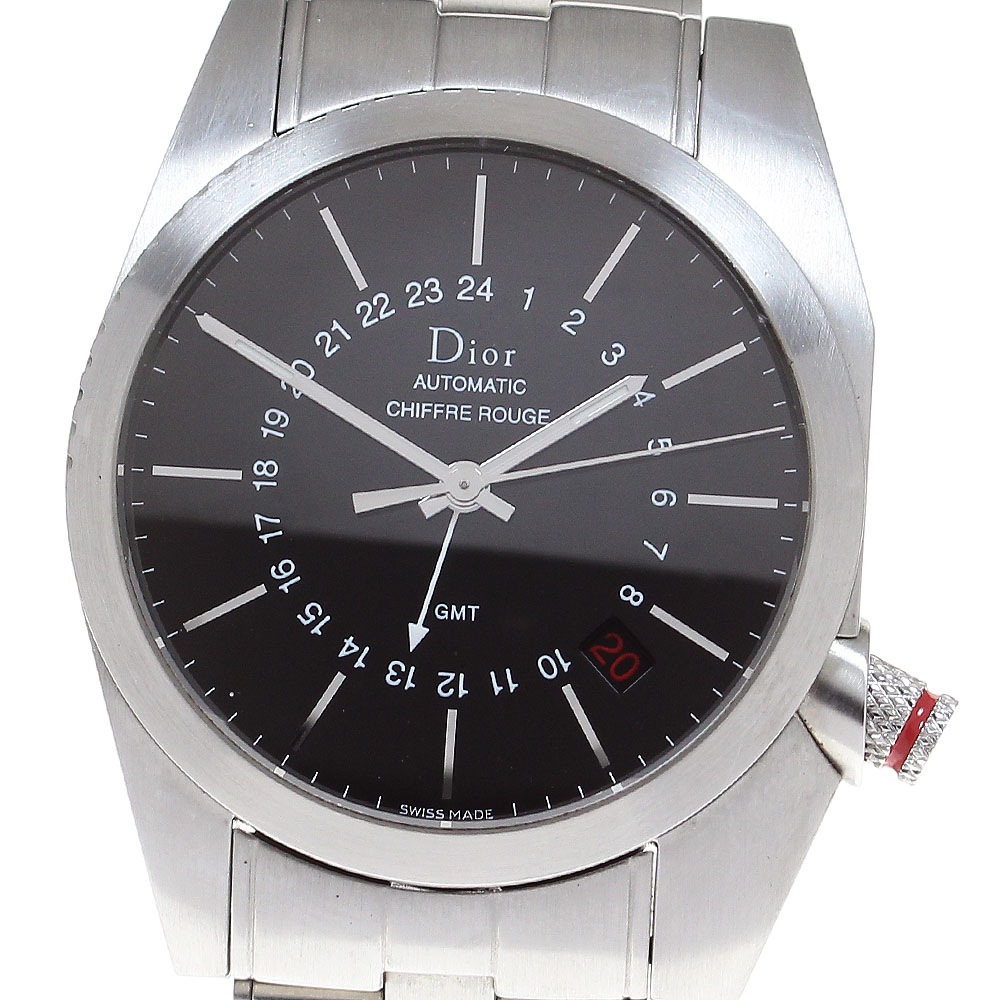 ディオール Dior CD084210 シフルルージュ GMT 自動巻き メンズ 箱・保証書付き_825368【中古】