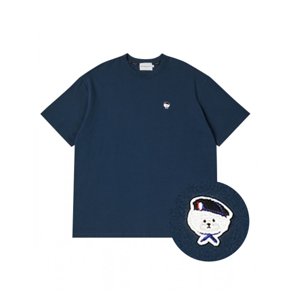 ビヨンドクローゼットニューパリジャンソフトコットンショートスリーブTシャツネイビー