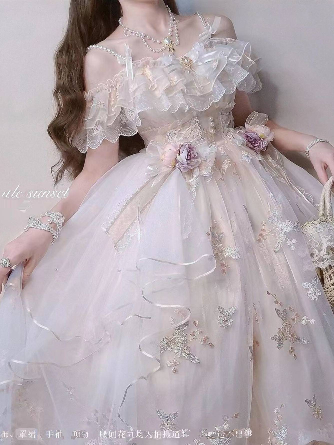Lolita 花神スカート刺繍花嫁スカート華やかで甘いJSKワンピース 二次元 文化祭 メイド服