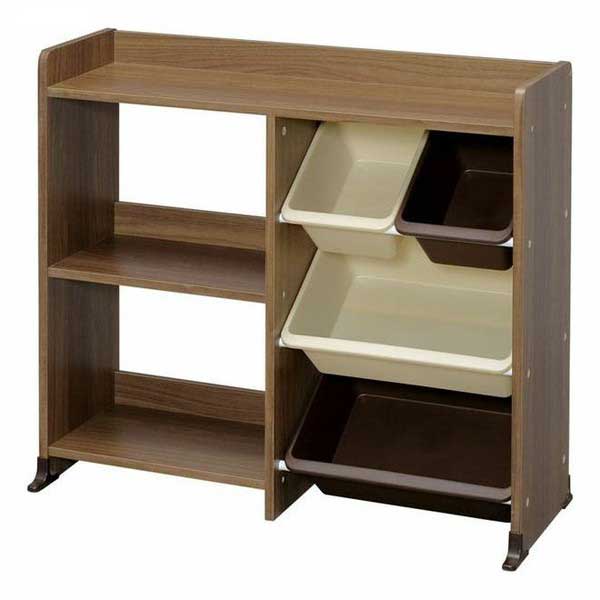 アイリスオーヤマ HTHR-34 ウオ-ルナツトブラウン 本棚付トイハウスラック（ウォールナットブラウン） HTHR34ウオルナツトブラウン