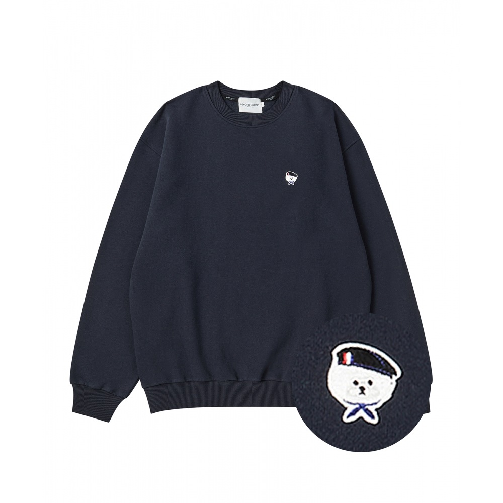 BEYOND CLOSET (起毛) ニューパリジャンワッフェンスウェットシャツネイビー