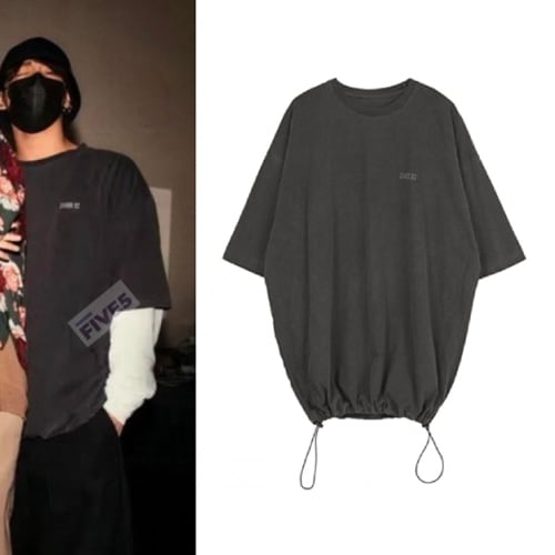 【BTSジョングク着用】リバーシブルピグメントストリング半袖Tシャツダークグレー