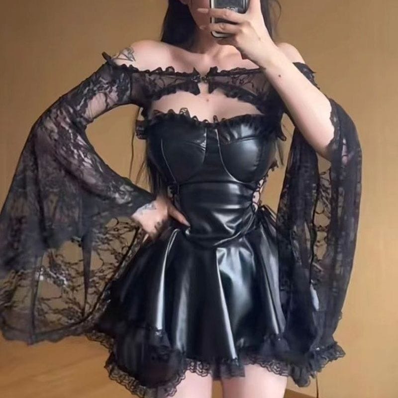 今年人気の2024夏新作レースフレアスリーブカーディガン＋ギャルフィット胸あてスカート2点セットおしゃれで愛されるドッキング