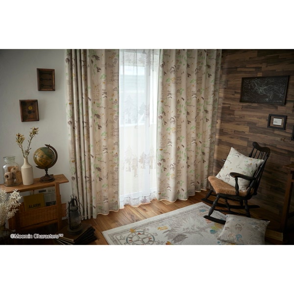 スミノエ ムーミン 遮光カーテン ムーミン谷の地図 100135cm アイボリー メーカー直送