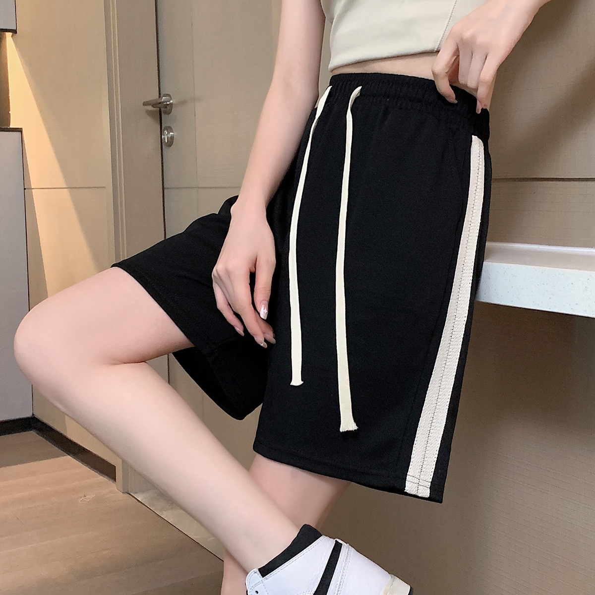 【超お得1つ買うと10個もらえる】メガ割ハーフパンツ スポーツ スポーツショーツ レディース 夏 薄手 ハイウエスト ゆったり カジュアル 5ストレート ワイドパンツ 香港テイスト