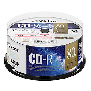 ビクター 音楽用 CD-R 80分 30枚 カラーMIXプリンタブル AR80FPX30SJ1