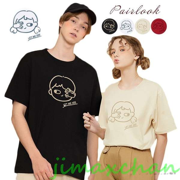 新品　カップル ペアtシャツ 夏服 ペアルック 可愛い カップル トップス 大きいサイズ 夫婦 半袖 韓国 tシャツ ペア カップル服 おしゃれ カップル