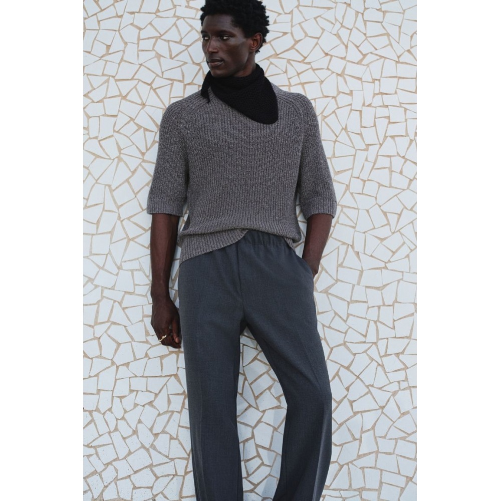 H&M ショートスリーブセーター ダークグレー レギュラーフィット