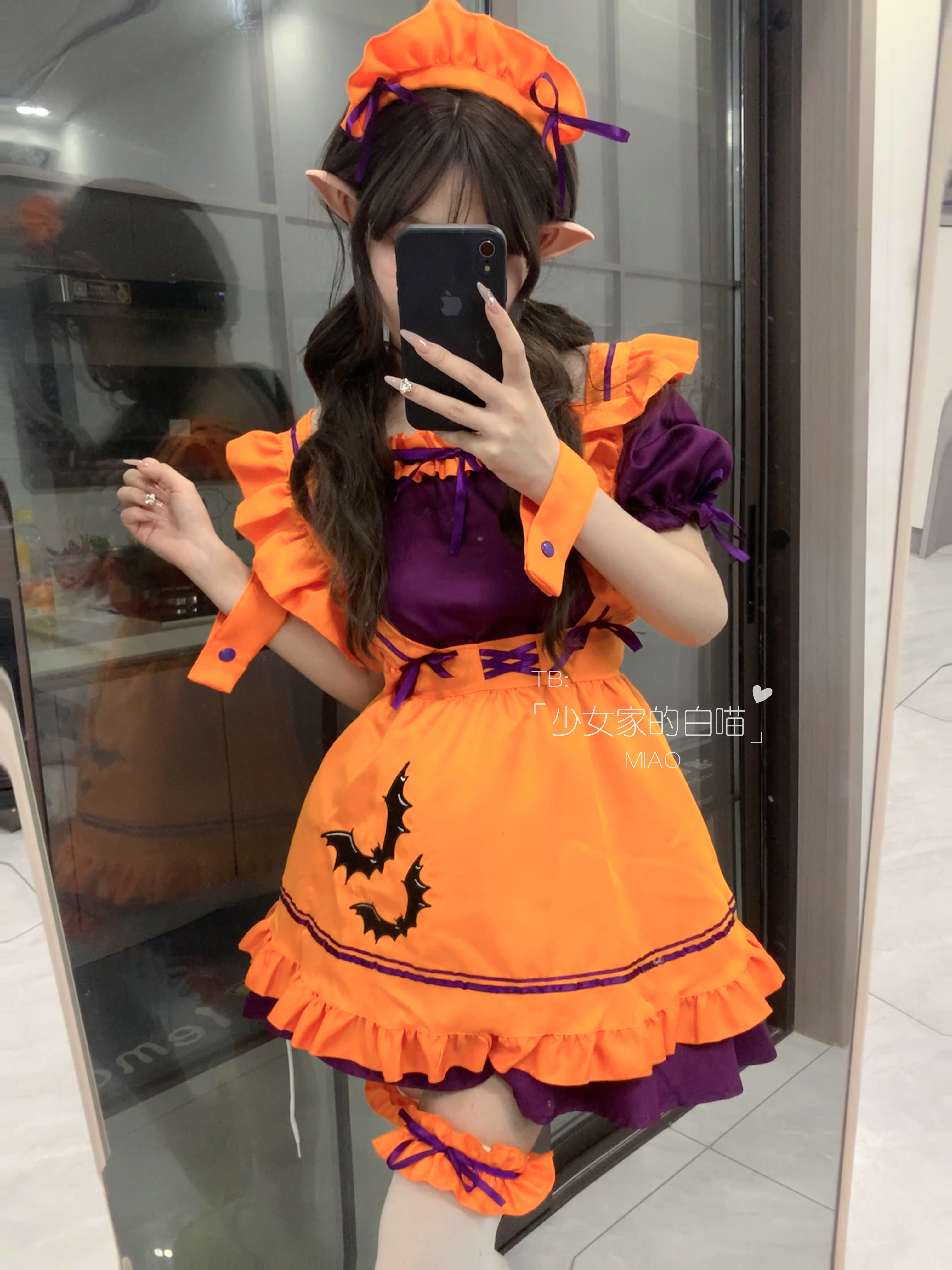 ハロウィン ロリータ メイド服 黒コウモリ 吸血鬼 魔女 ロリータ パンプキン スカート ワンピース