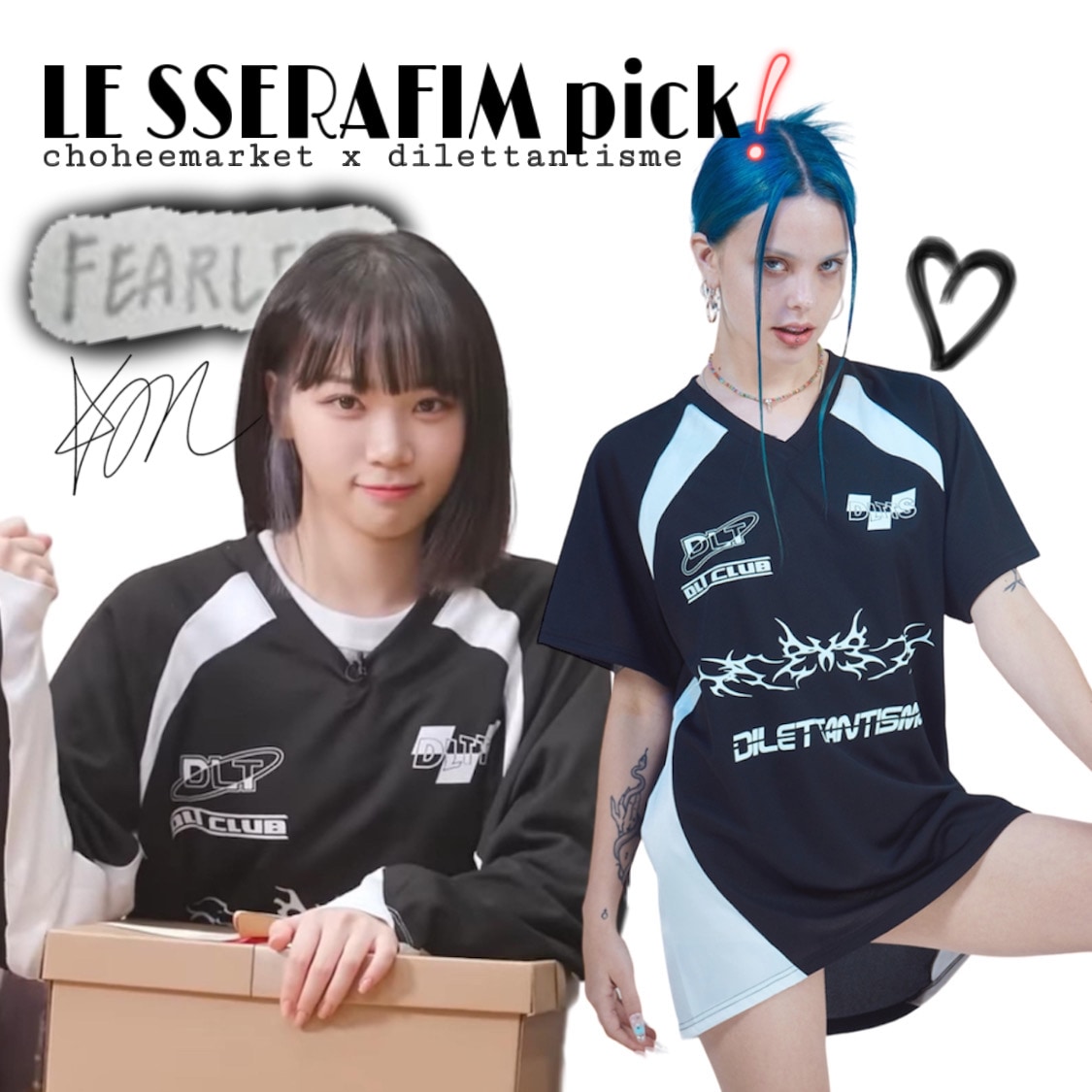 [LE SSERAFIM chaewon pick!] dilettantisme(authentic) 半袖スポーツ フットボール ジャージ Tシャツ ユニセックス