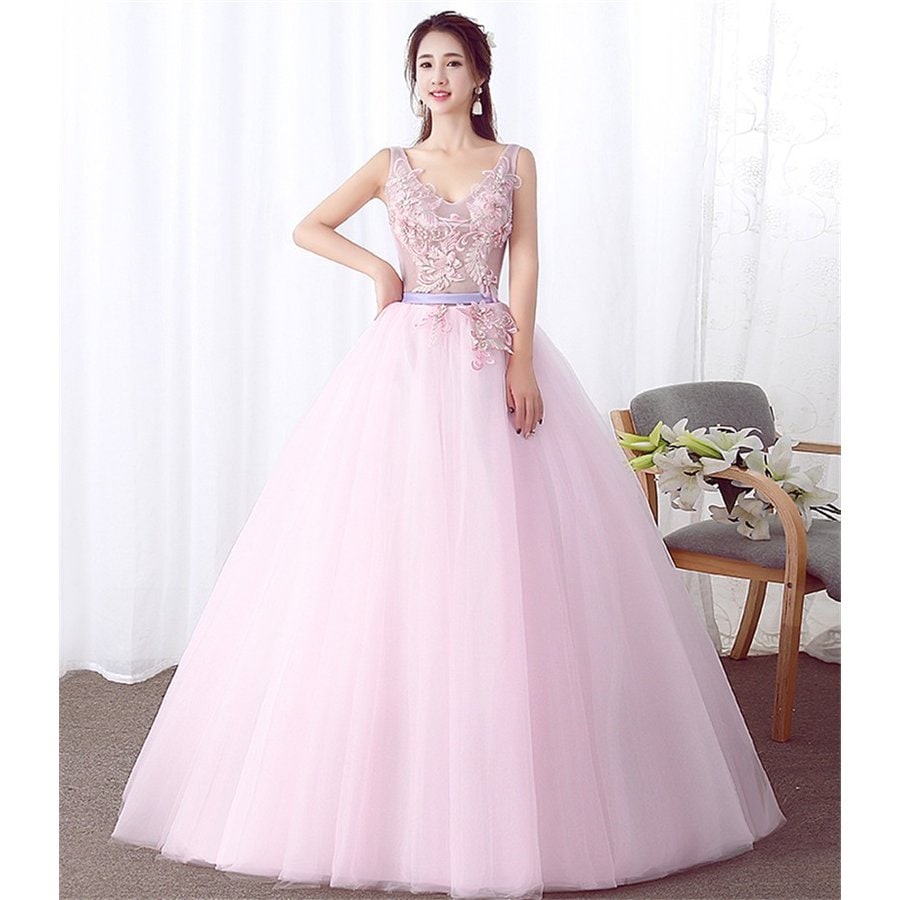 演奏会用ロングドレス ウェディングドレス カラードレス 結婚式 ２次会 演奏会 二次会 ピンク