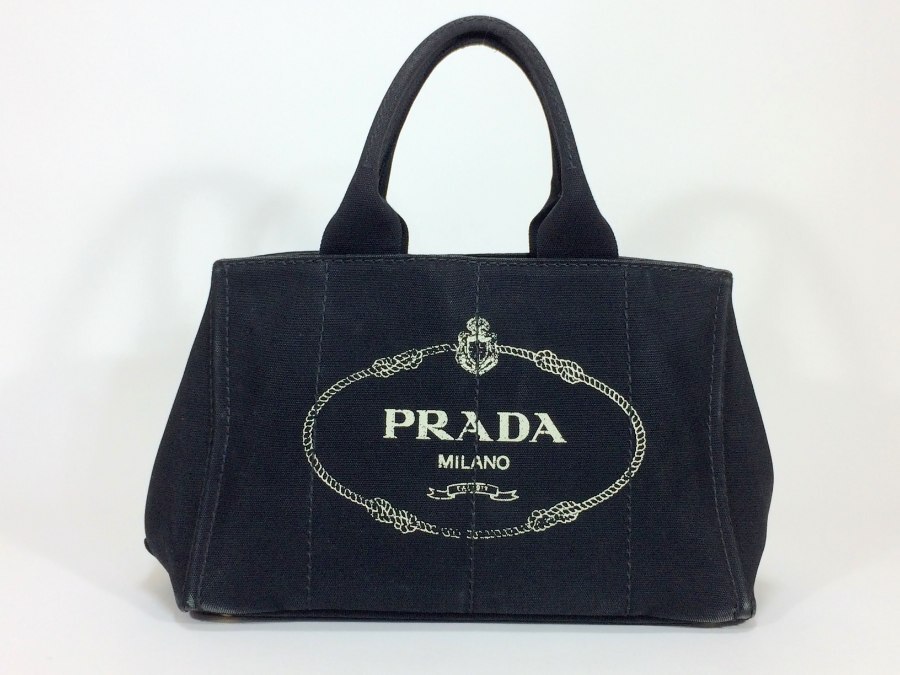 ハンドバッグ カナパ キャンバス ブラック 【中古品】