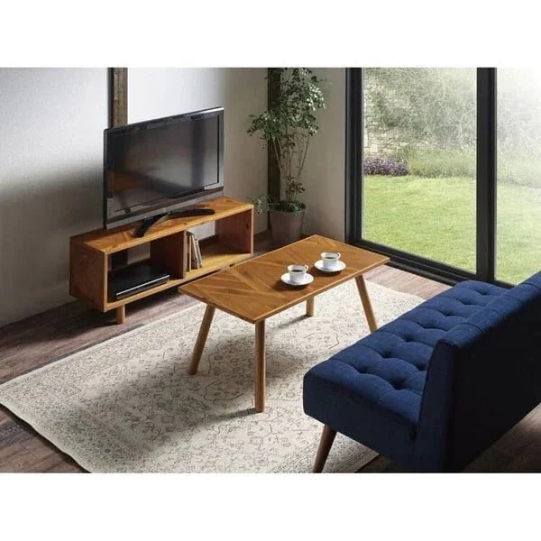 ローテーブル おしゃれ 木製 レトロ 寄木 幾何学 ヴィンテージ テーブル センターテーブル リビングテーブル