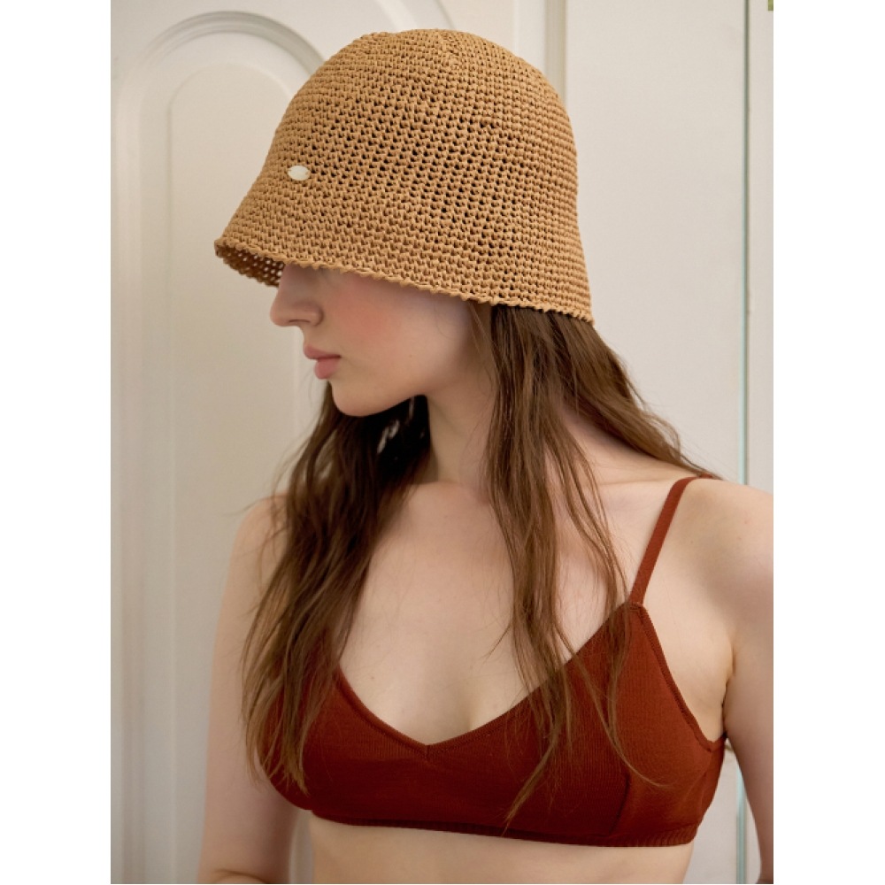 TINKNIT ニットバケットハットハンドメイド_ベージュ