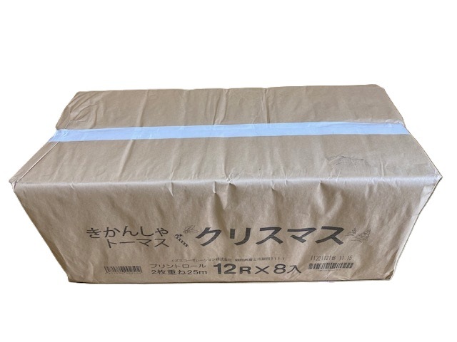 業務用／ＮＥWトーマスクリスマストイレットペーパー／２枚重ね香り付/クリスマスのトイレはこれで決まりサンタやツリーが素敵！　１２Ｒｘ８　９６個入　クラフト梱包