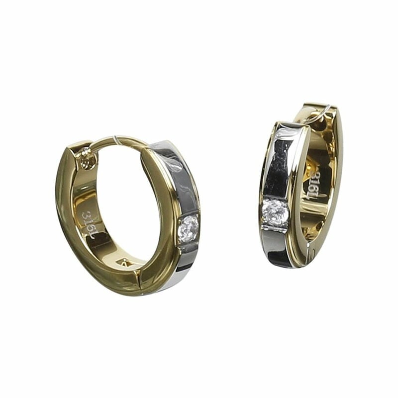 [Negozietto] ネゴツィエット ピアス W1S15-MQ102G 低金属アレルギー ステンレス 316L フープ 中折れ 3mm CZ付 3mm×13.5mm ゴールド