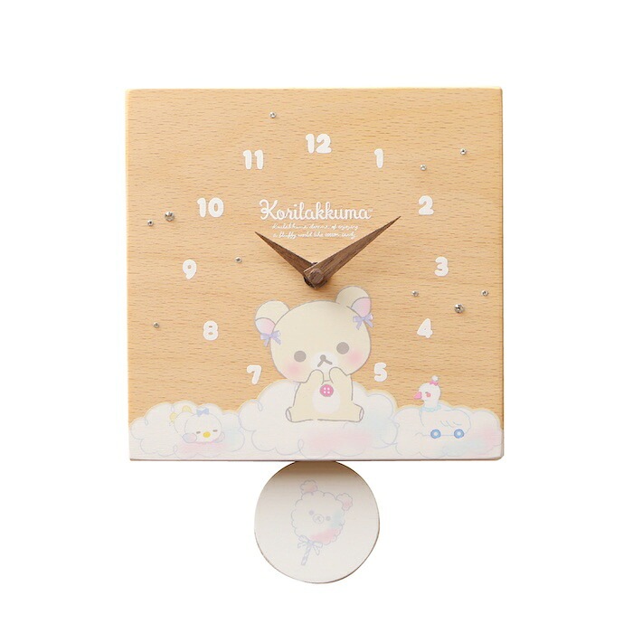 壁掛け時計 木製 リラックマ わたあめ キャラクター おしゃれ かわいい 木 アナログ インテリア リビング 日本製 プレゼント ギフト 寝室 子供部屋 置き時計