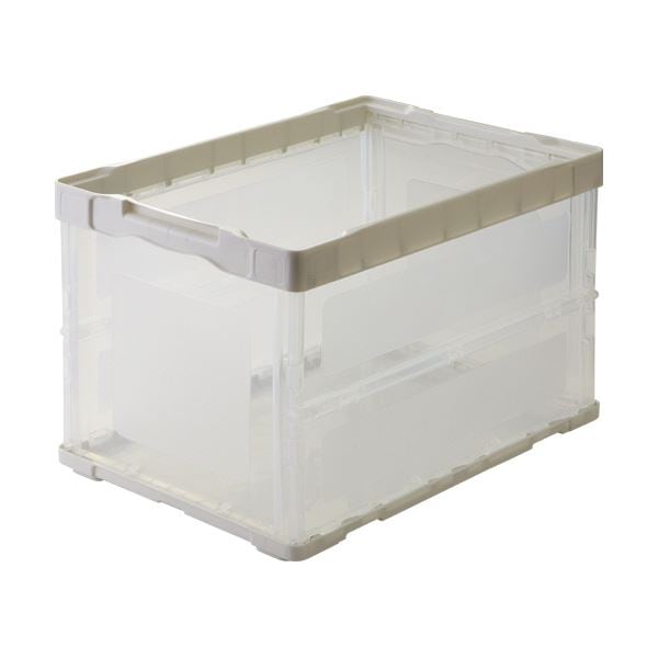 （まとめ） TANOSEE折りたたみコンテナ 軽量タイプ フタなし 50L ホワイト／透明 1台 [x3セット]