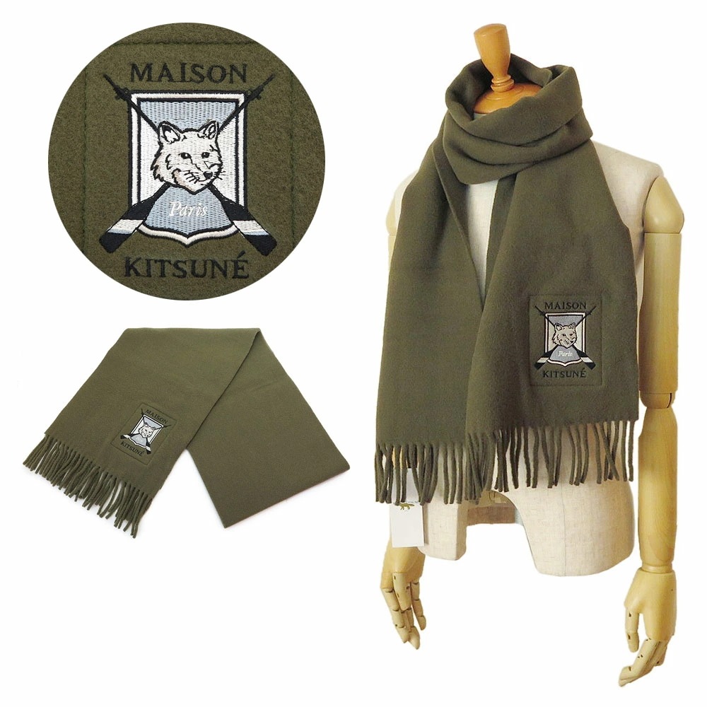 マフラー LM06207WA0020 P360 スカーフ ストール フォックス ブレゾン ウール カーキ