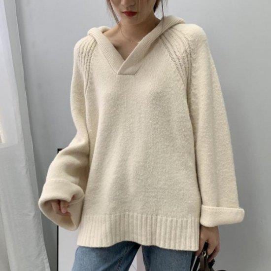 ニット セーター プルオーバー Vネック フード付き オーバーサイズ 体型カバー 秋冬 冬スペシャルセール トップス レディース ゆるかわ 大人カジュアル 楽ちん かわいい オシャレ お出かけ デイリ