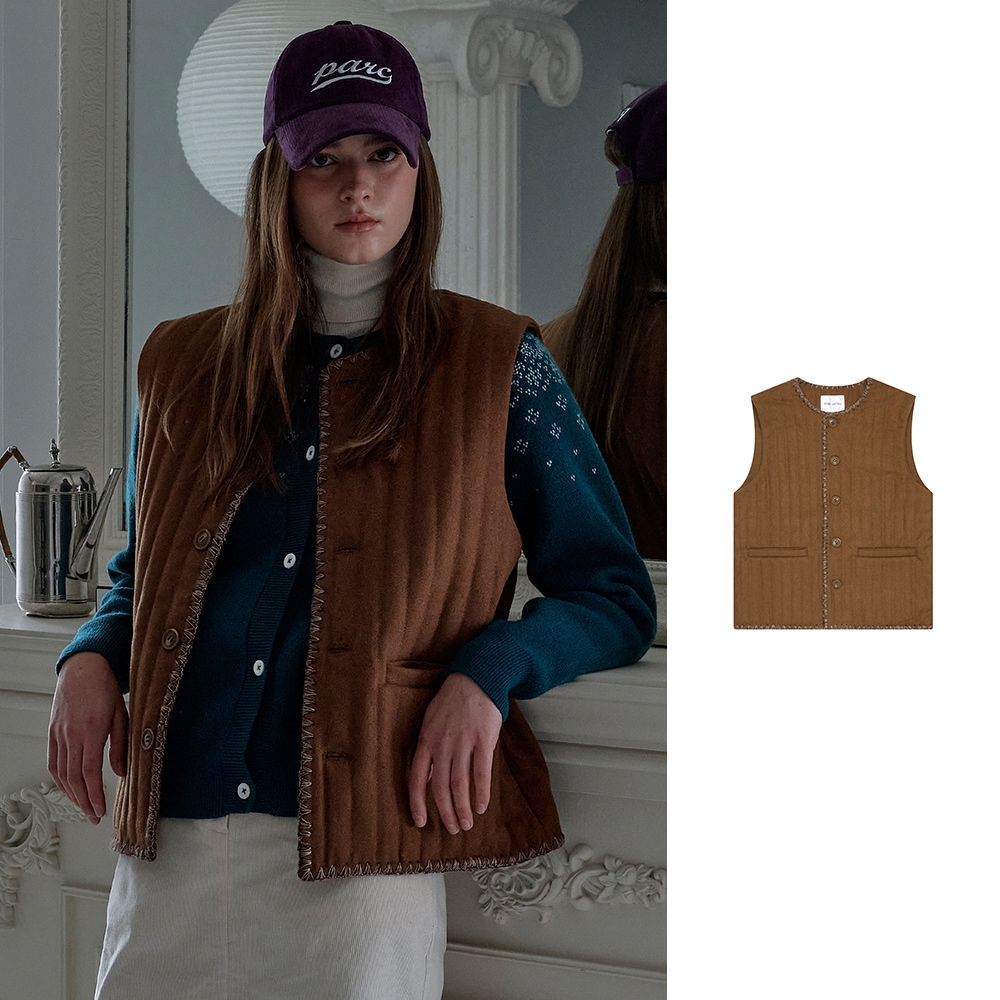 針仕事ウールキルティングベストです